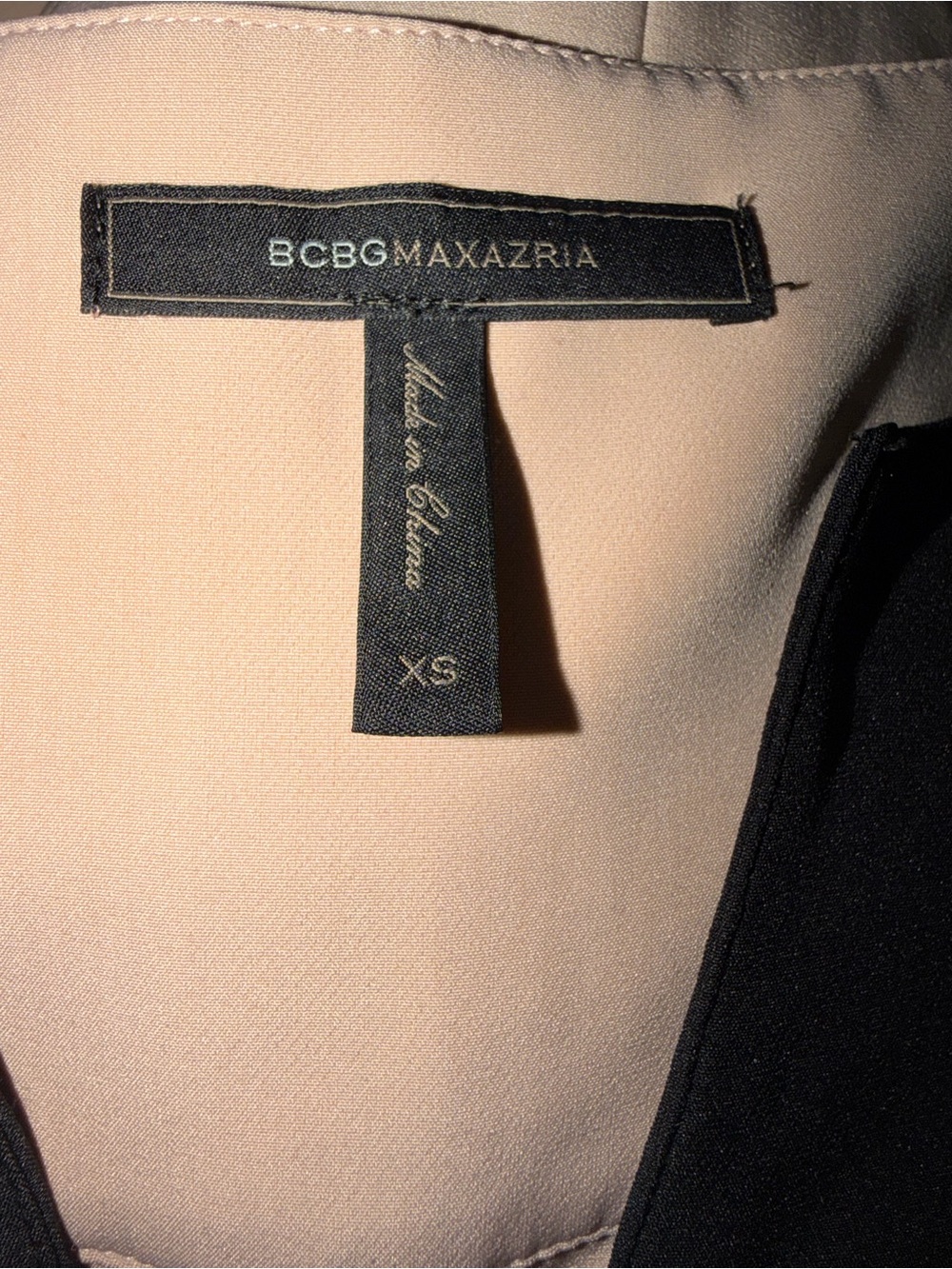 BCBGMaxAzria Black Midi Dress with Blush Side Panels - Picture 6 of 7